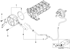 Вакуумный насос с трубопроводом для BMW E46 320d M47 (схема запасных частей)