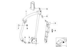 Ремень безопасности для BMW E52 Z8 S62 (схема запасных частей)