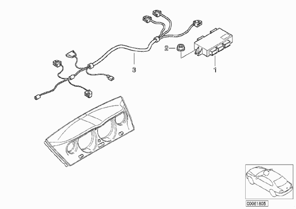 Встроенный ЭБУ комбинации приборов (IKE) для BMW E52 Z8 S62 (схема запчастей)