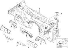 Детали щитка передка для BMW E46 320Ci M54 (схема запасных частей)
