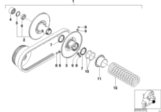 Привод вариатора для MOTO C1N C1 (0191) 0 (схема запасных частей)