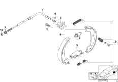 Стояночный тормоз/тормозные колодки для BMW E36 316g M43 (схема запасных частей)