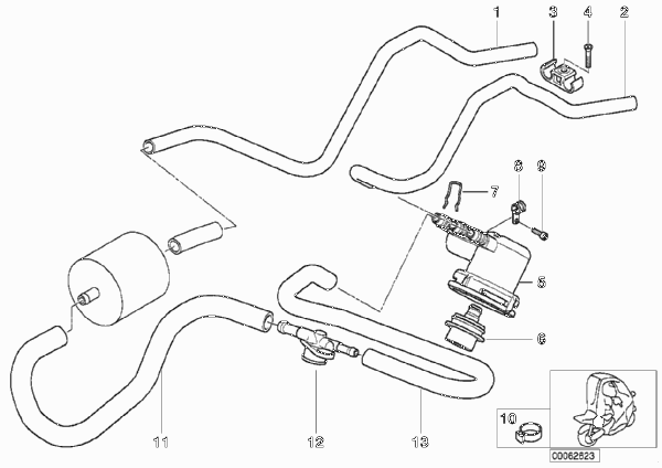 Топливопроводы/регулятор давления топл. для BMW C1N C1 200 (0192) 0 (схема запчастей)