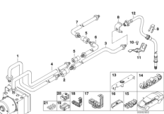 Трубопровод торм.привода Зд, полноприв. для BMW E46 330xd M57N (схема запасных частей)