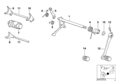 Детали механизма ПП 5-ступ. КПП для MOTO E169 F 650 94 (0161) 0 (схема запасных частей)