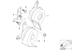 Фанфарный звуковой сигнал для BMW E52 Z8 S62 (схема запасных частей)