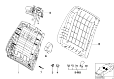 Переднее сиденье, задняя панель для BMW E39 M5 S62 (схема запасных частей)