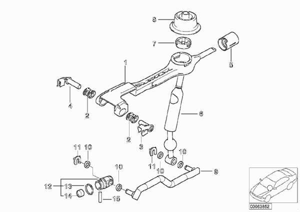 Механизм перекл.передач МКПП/диз.дв. для BMW E46 330d M57 (схема запчастей)