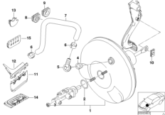 Вакуумный усилитель тормозов для BMW E46 316Ci M43 (схема запасных частей)