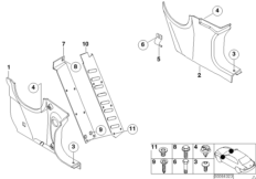 Боковая обшивка пространства для ног для BMW E52 Z8 S62 (схема запасных частей)