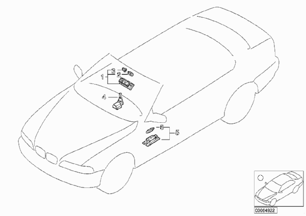 Различные огни для BMW E46 M3 S54 (схема запчастей)