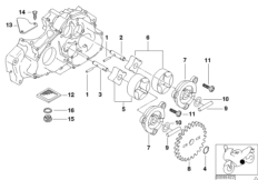 Детали масляного насоса для BMW K14 F 650 CS 04 (0177,0187) 0 (схема запасных частей)