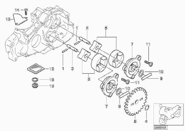 Детали масляного насоса для BMW R13 F 650 GS 04 (0175,0185) 0 (схема запчастей)