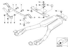 Элементы крепления системы выпуска ОГ для BMW E52 Z8 S62 (схема запасных частей)