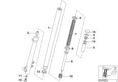 Неподв.труба / амортизатор / пружина для BMW R13 F 650 GS Dakar 00 (0173,0183) 0 (схема запасных частей)