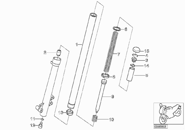 Неподв.труба / амортизатор / пружина для BMW R13 F 650 GS 04 (0175,0185) 0 (схема запчастей)