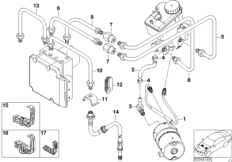 Трубопровод тормозного привода Пд с DSC для BMW E46 330d M57 (схема запасных частей)