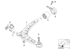 Поп.рыч.подвески/шар.шарнир, полноприв. для BMW E46 330xi M54 (схема запасных частей)