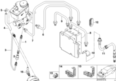 Трубопровод тормозного привода Пд с DSC для BMW E46 330d M57 (схема запасных частей)