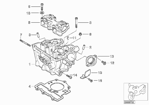 головка блока цилиндров для BMW R13 F 650 GS Dakar 04 (0176,0186) 0 (схема запчастей)