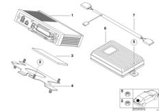 Детали мобильного телефона в салоне для BMW E52 Z8 S62 (схема запасных частей)