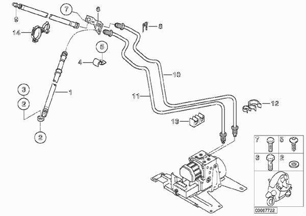Трубопровод тормозного привода c ABS Пд для BMW C1N C1 200 (0192) 0 (схема запчастей)