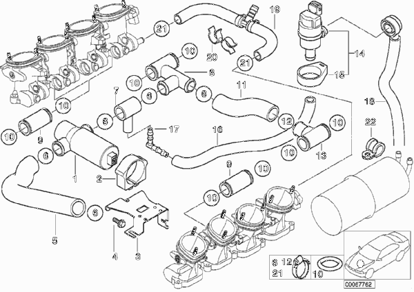 Клапан регулир.х.х./клапан вент.топ.бака для BMW E52 Z8 S62 (схема запчастей)