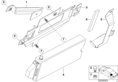Детали багажного отделения SA 629 для BMW E46 325Ci M54 (схема запасных частей)