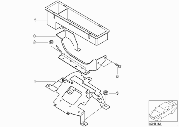Элементы крепления CD-чейнджера для BMW E52 Z8 S62 (схема запчастей)