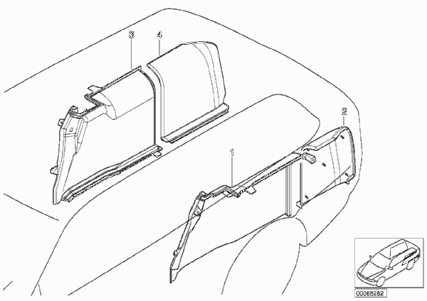 Индивид.обшивка багажного отделения для BMW E39 525d M57 (схема запчастей)