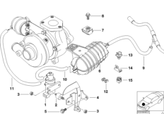 Вакуумная сист.управл.турбонагнетателем для BMW E39 520d M47 (схема запасных частей)