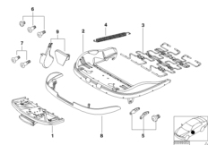 Каркас спорт.сиденья BMW с ручн.приводом для BMW E46 320Ci M54 (схема запасных частей)