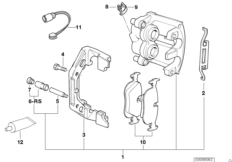 Датчик износа торм.накладки пер.колеса для BMW E38 750iLS M73N (схема запасных частей)