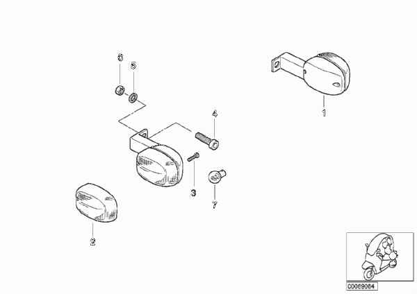 Фонарь указателя поворота Зд для BMW C1N C1 200 (0192) 0 (схема запчастей)