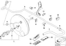 Вакуумный усилитель тормозов для BMW E46 330i M54 (схема запасных частей)