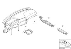 Доосн.декор.планками алюминий shadow для BMW E46 316Ci N40 (схема запасных частей)