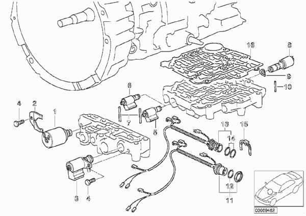 A4S270R/310R э/магн.клапаны/провода для BMW E34 518i M43 (схема запчастей)