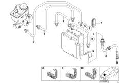 Трубопровод тормозного привода Пд с DSC для BMW E46 325Ci M54 (схема запасных частей)