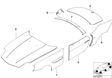 Наружная облицовка для BMW E52 Z8 S62 (схема запасных частей)