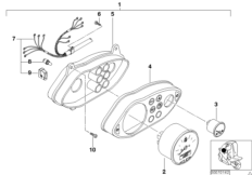комбинация приборов для MOTO C1N C1 200 (0192) 0 (схема запасных частей)