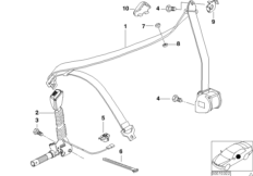 Ремень безопасности для BMW Z3 Z3 1.9 M44 (схема запасных частей)