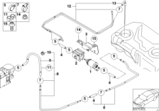 Система подачи топлива/насос/трубопровод для BMW E53 X5 4.4i N62 (схема запасных частей)