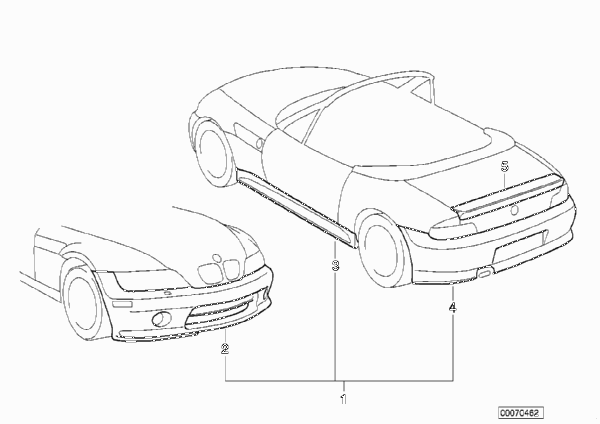Аэродинамический комплект для BMW Z3 Z3 2.0 M52 (схема запчастей)