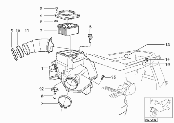 Глушитель шума всасыв./сменн.эл.фильтра для MOTO 259S R 1100 S 98 (0422,0432) 0 (схема запчастей)