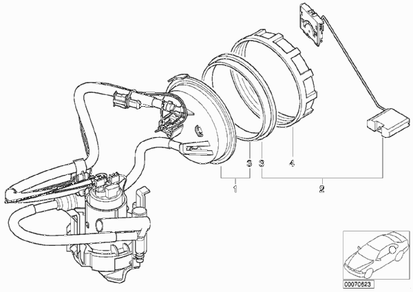 Топливный насос/датчик уровня наполнения для BMW E52 Z8 S62 (схема запчастей)