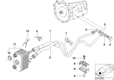 Трубопровод масл.радиатора/теплообменник для BMW E53 X5 4.6is M62 (схема запасных частей)
