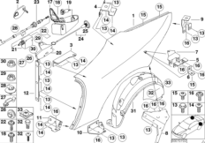 Крыло Зд/ дополнительные элементы для BMW E52 Z8 S62 (схема запасных частей)