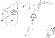 Клапан предвар.подогрева/топливопроводы для BMW E39 520d M47 (схема запасных частей)