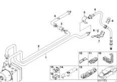 Трубопровод тормозного привода Зд с ASC для BMW E46 325i M54 (схема запасных частей)