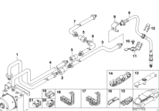 Трубопровод тормозного привода Зд с DSC для BMW E46 325Ci M54 (схема запасных частей)